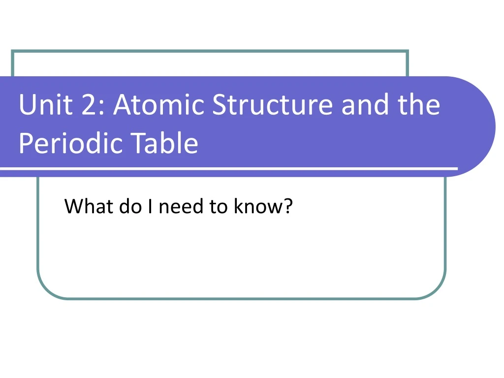 unit 2 atomic structure and the periodic table