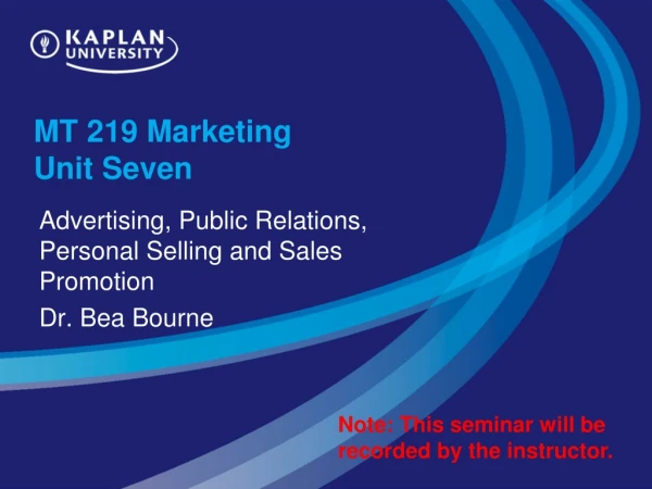 MT 219 Marketing Unit Seven