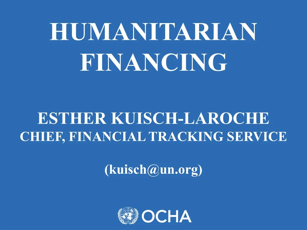 humanitarian financing esther kuisch laroche