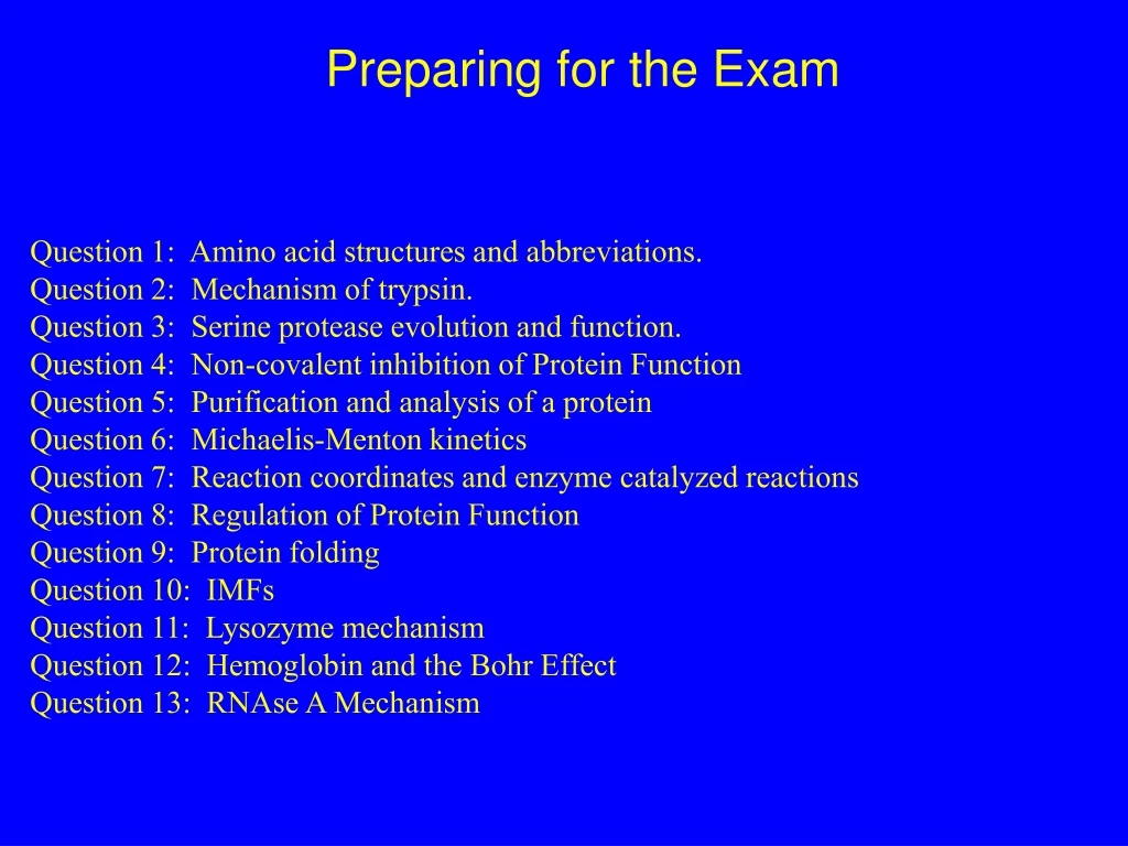 preparing for the exam