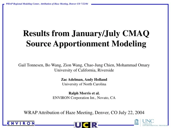 Results from January/July CMAQ Source Apportionment Modeling