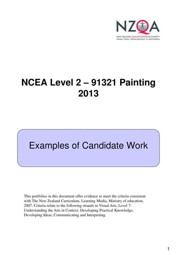 NCEA Level 2 – 91321 Painting 2013