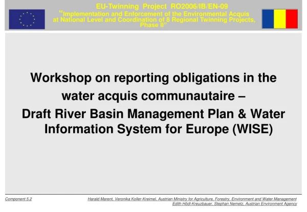 Workshop on reporting obligations in the water acquis communautaire –
