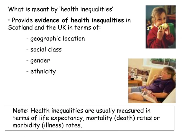 What is meant by ‘health inequalities’