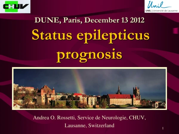 DUNE, Paris, December 13 2012 Status epilepticus prognosis