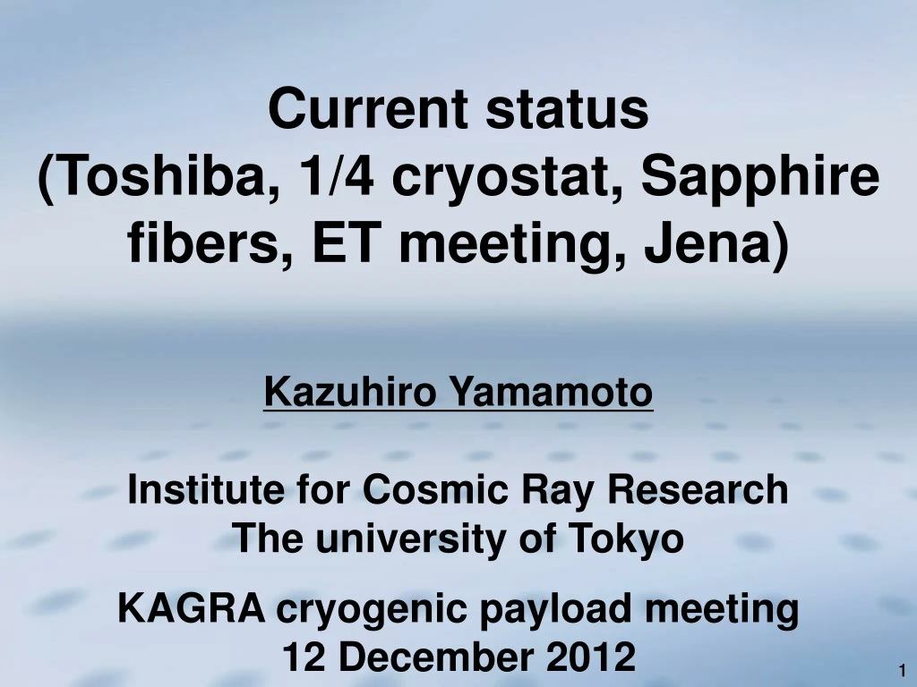 current status toshiba 1 4 cryostat sapphire