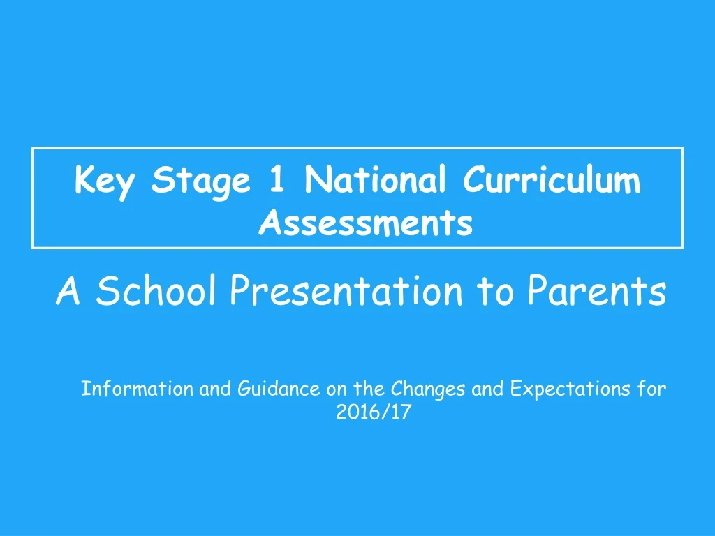 key stage 1 national curriculum assessments