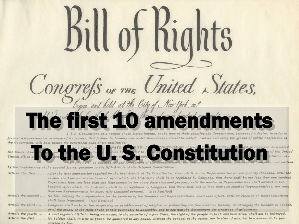 the first 10 amendments to the u s constitution