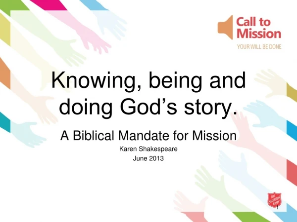 Knowing, being and doing God’s story.