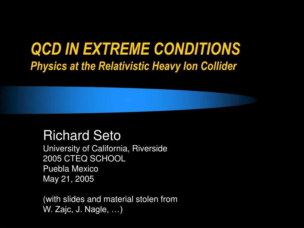 qcd in extreme conditions physics at the relativistic heavy ion collider