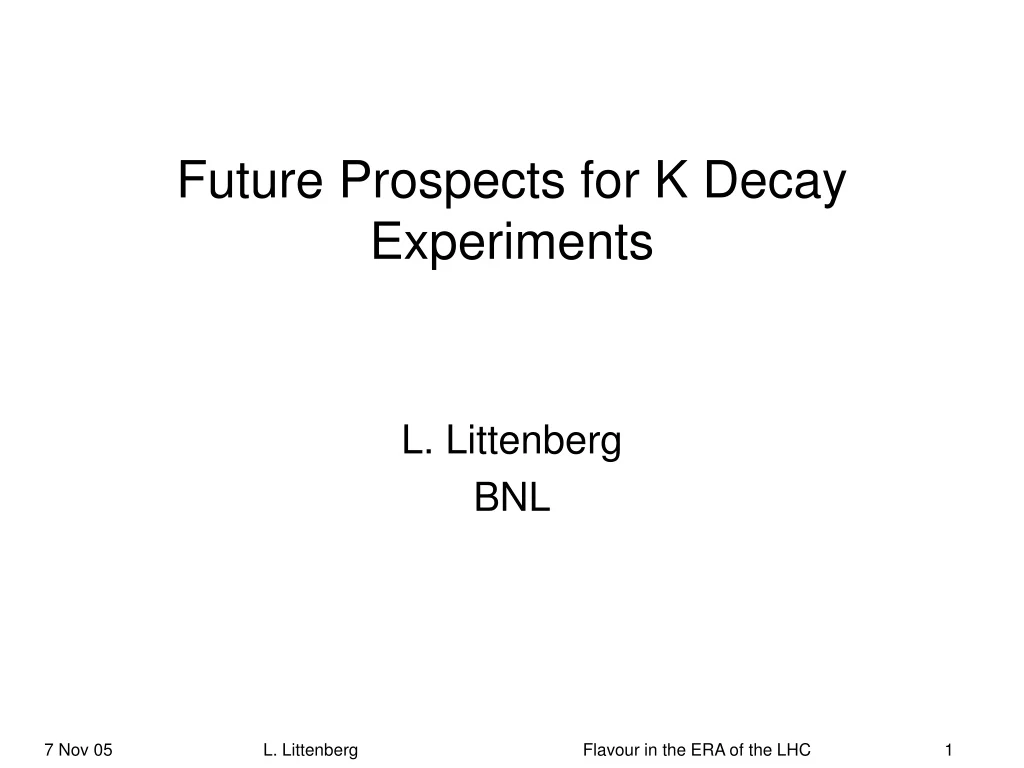 future prospects for k decay experiments