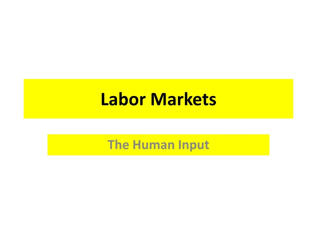 labor markets