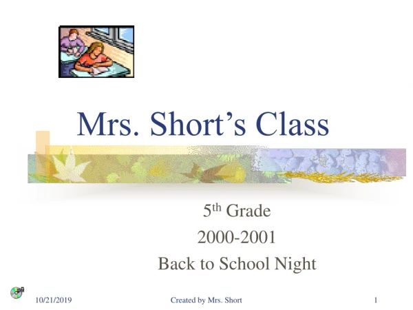 5 th Grade 2000-2001 Back to School Night