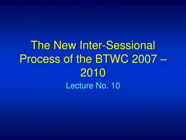 The New Inter-Sessional Process of the BTWC 2007 – 2010