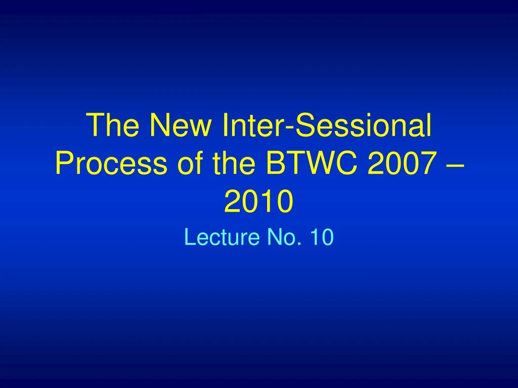 the new inter sessional process of the btwc 2007 2010