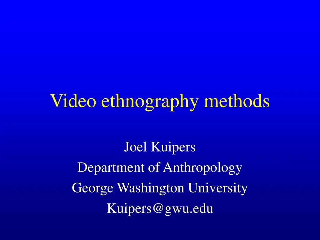 video ethnography methods