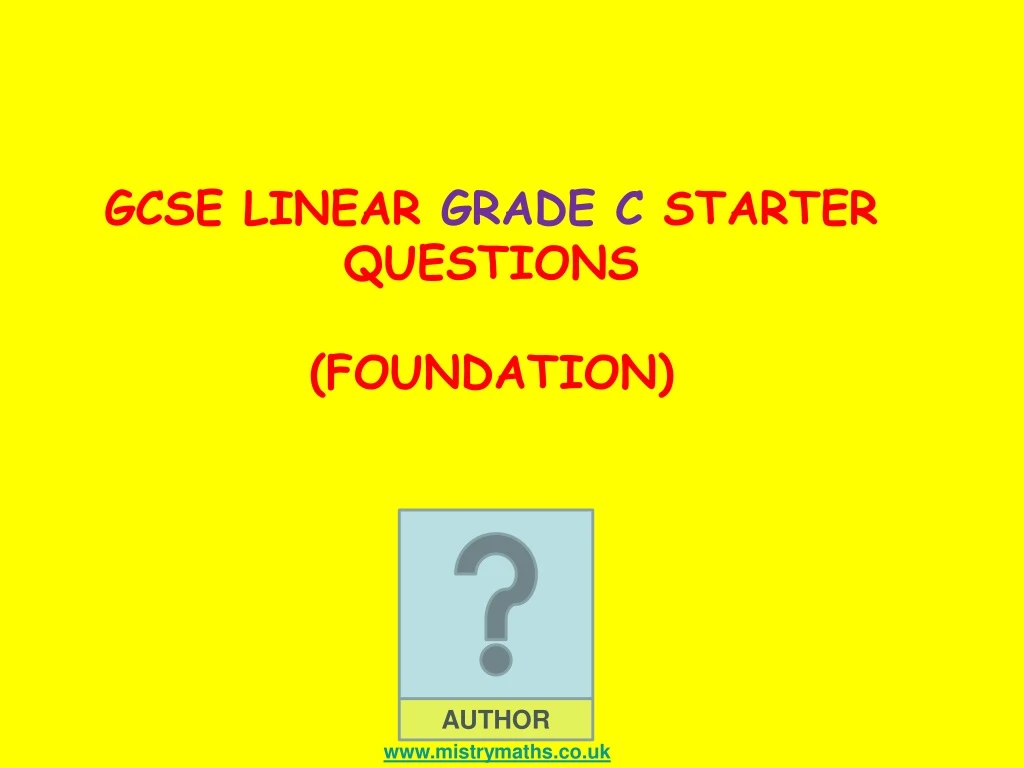 gcse linear grade c starter questions foundation
