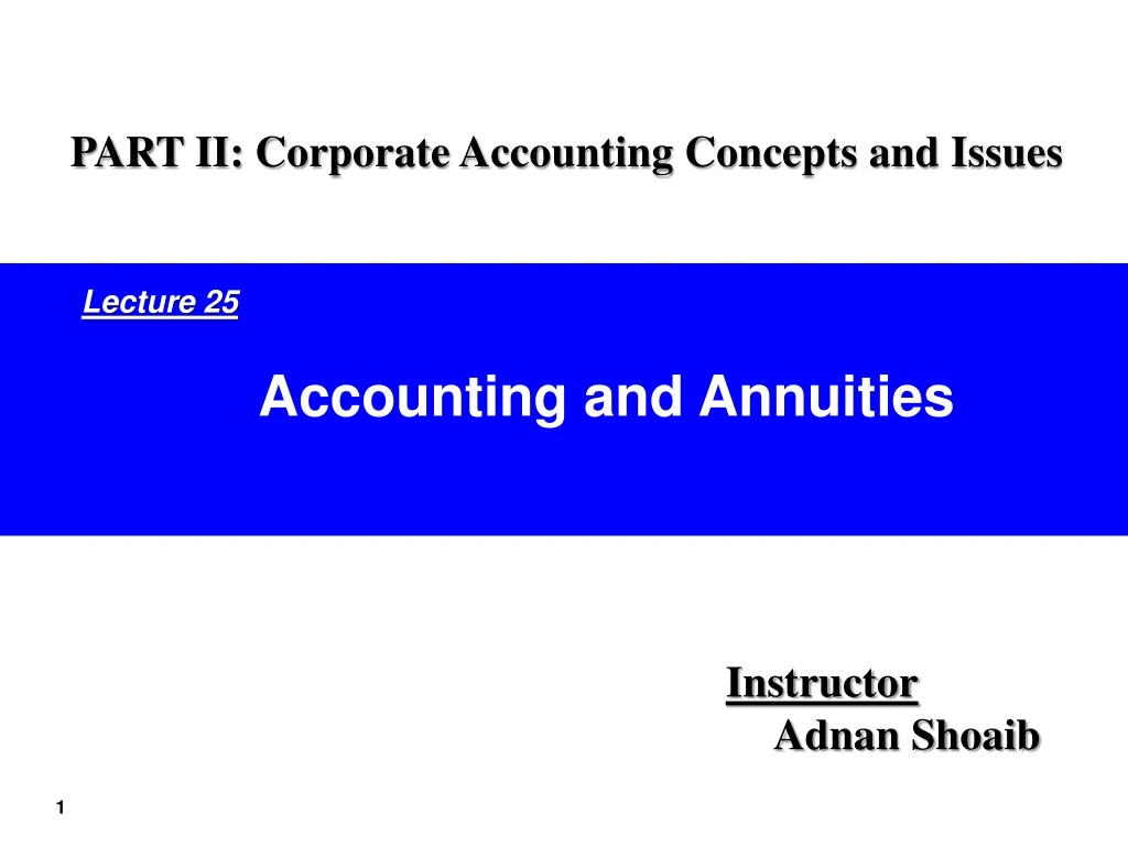 part ii corporate accounting concepts and issues