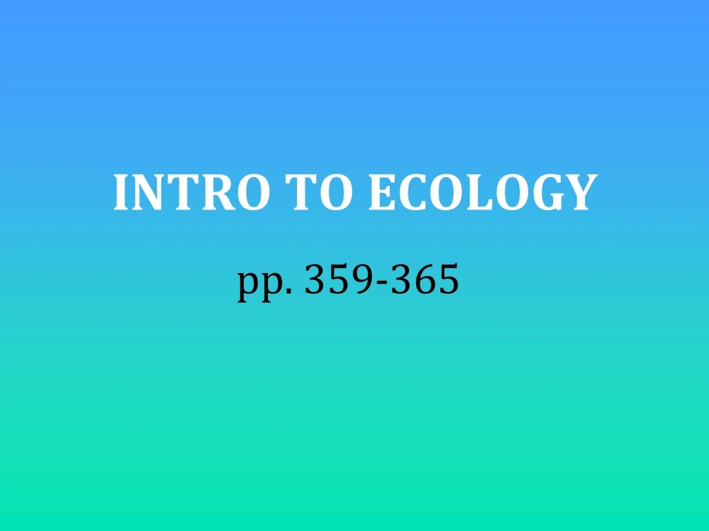 intro to ecology