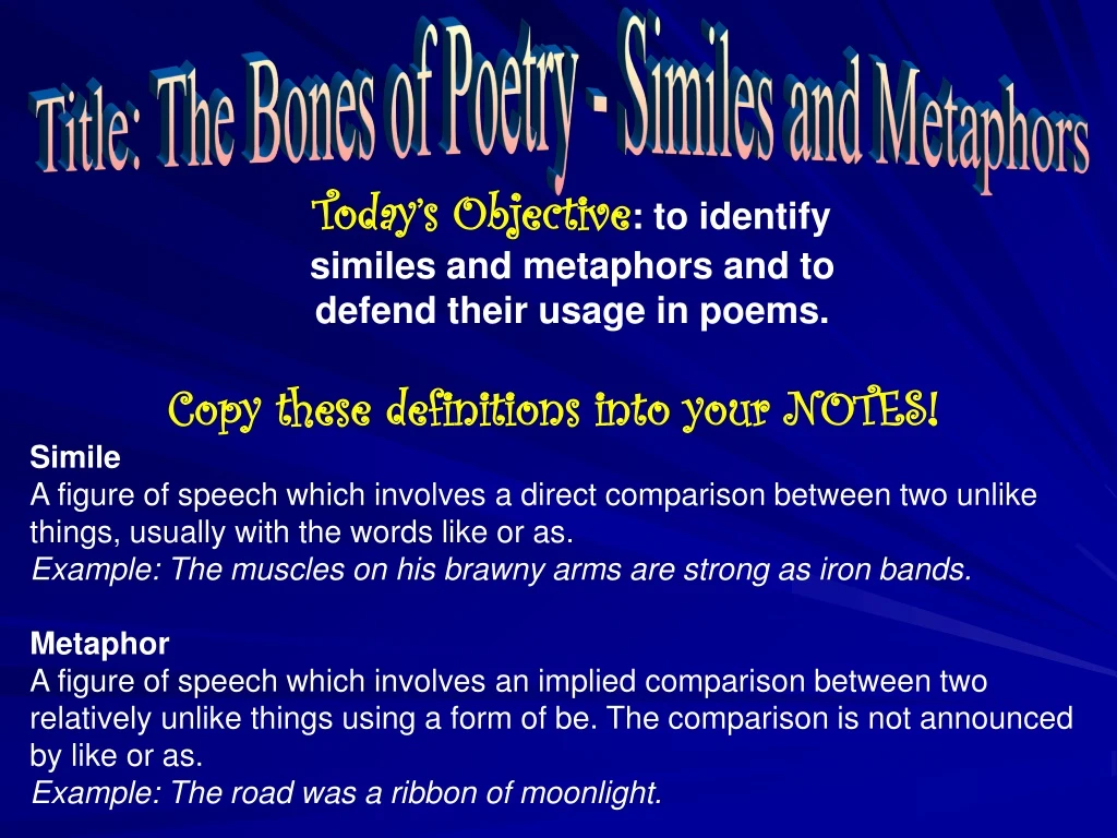 title the bones of poetry similes and metaphors