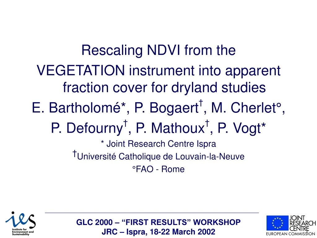 rescaling ndvi from the vegetation instrument