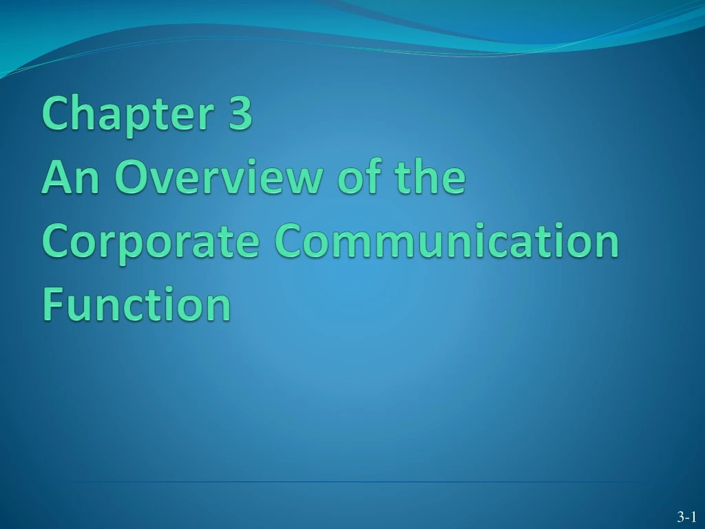 chapter 3 an overview of the corporate communication function