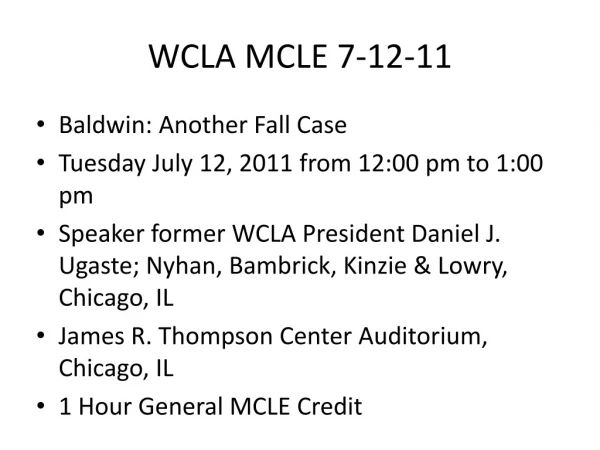 WCLA MCLE 7-12-11