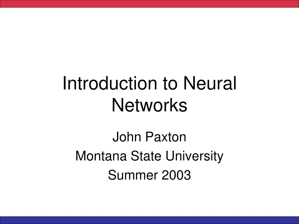 introduction to neural networks