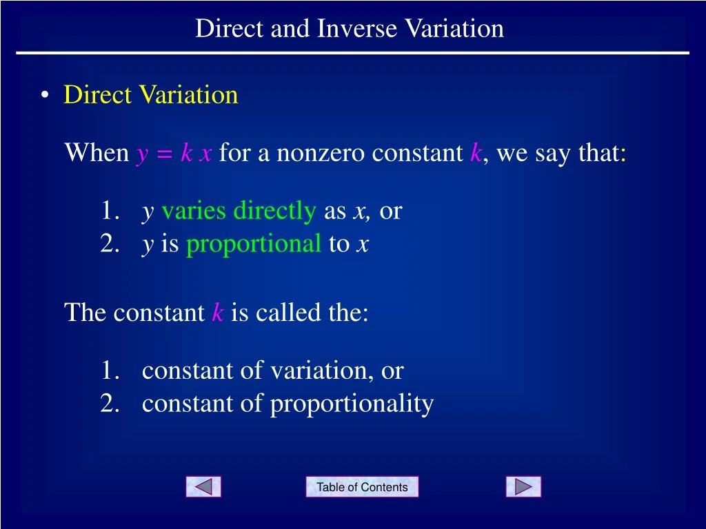 direct and inverse variation