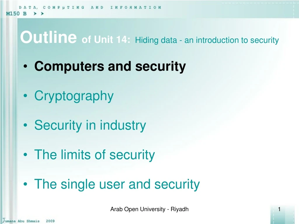 outline of unit 14 hiding data an introduction to security