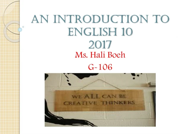 An Introduction to English 10 2017