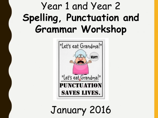 Year 1 and Year 2 Spelling, Punctuation and Grammar Workshop January 2016