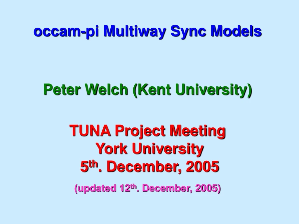 occam pi multiway sync models