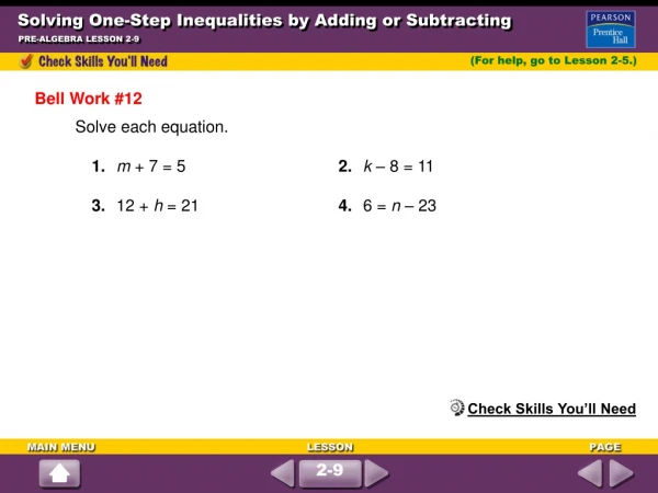 Solving One-Step Inequalities by Adding or Subtracting