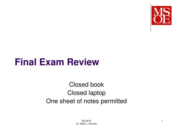 Final Exam Review