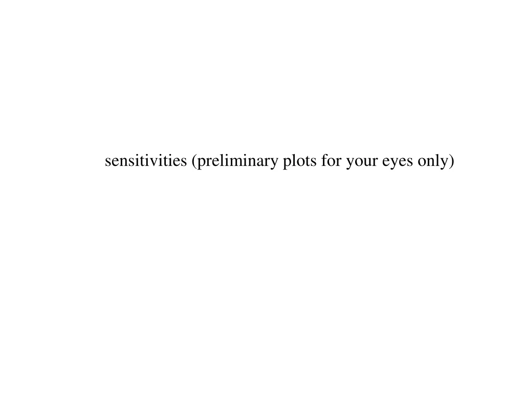 sensitivities preliminary plots for your eyes only