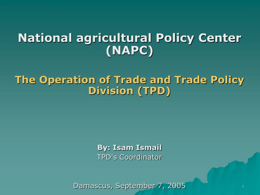 national agricultural policy center napc
