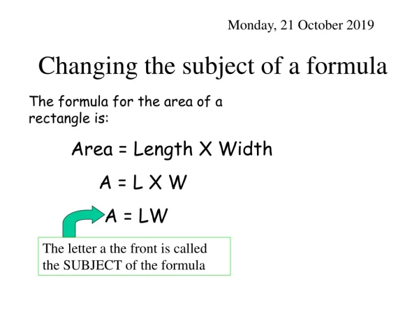 Changing the subject of a formula