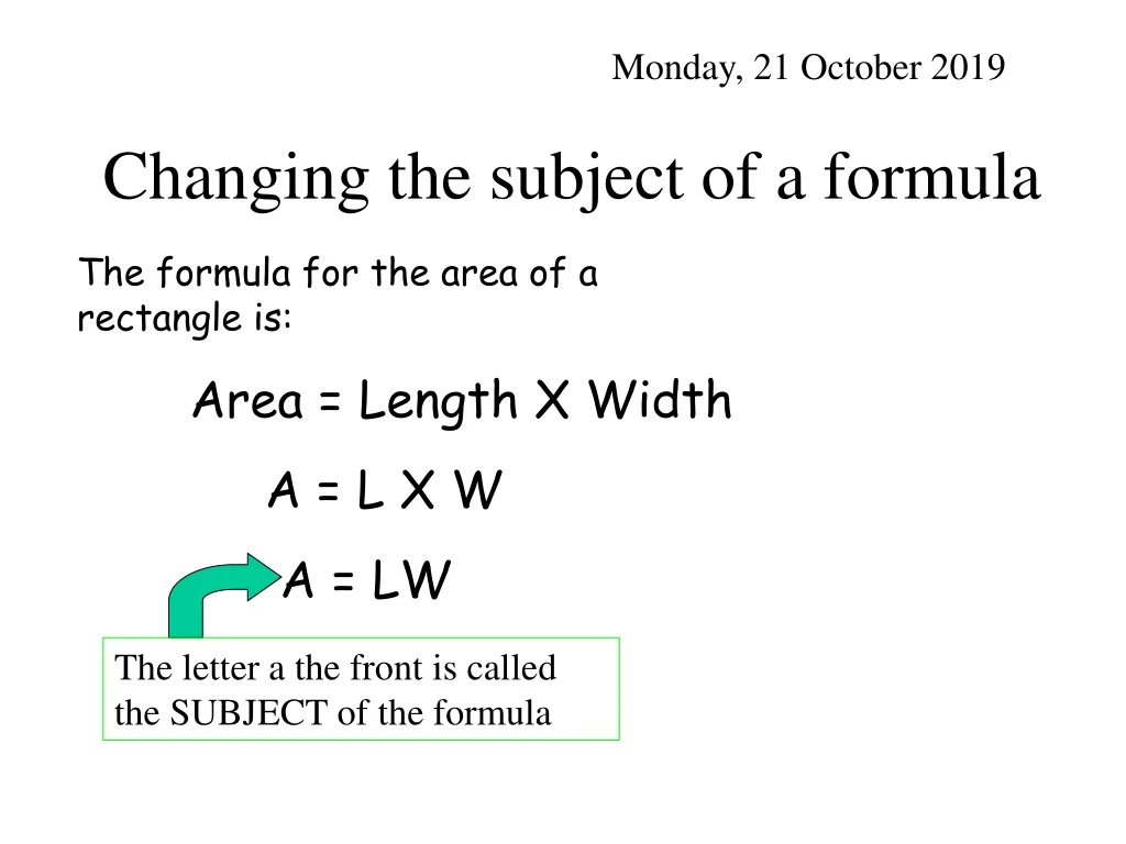 changing the subject of a formula