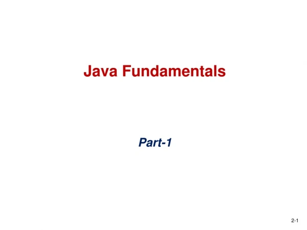 Java Fundamentals Part-1