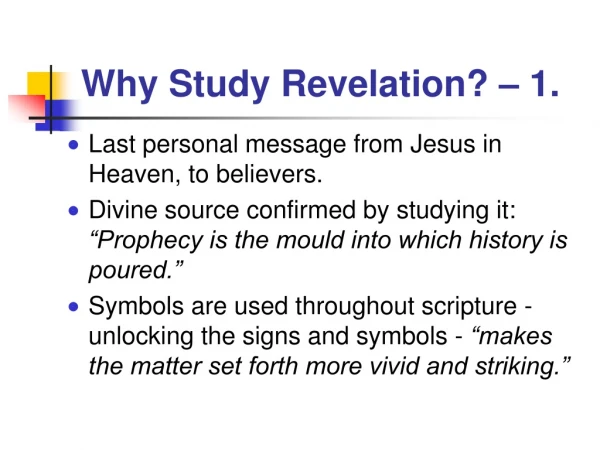Why Study Revelation? – 1.