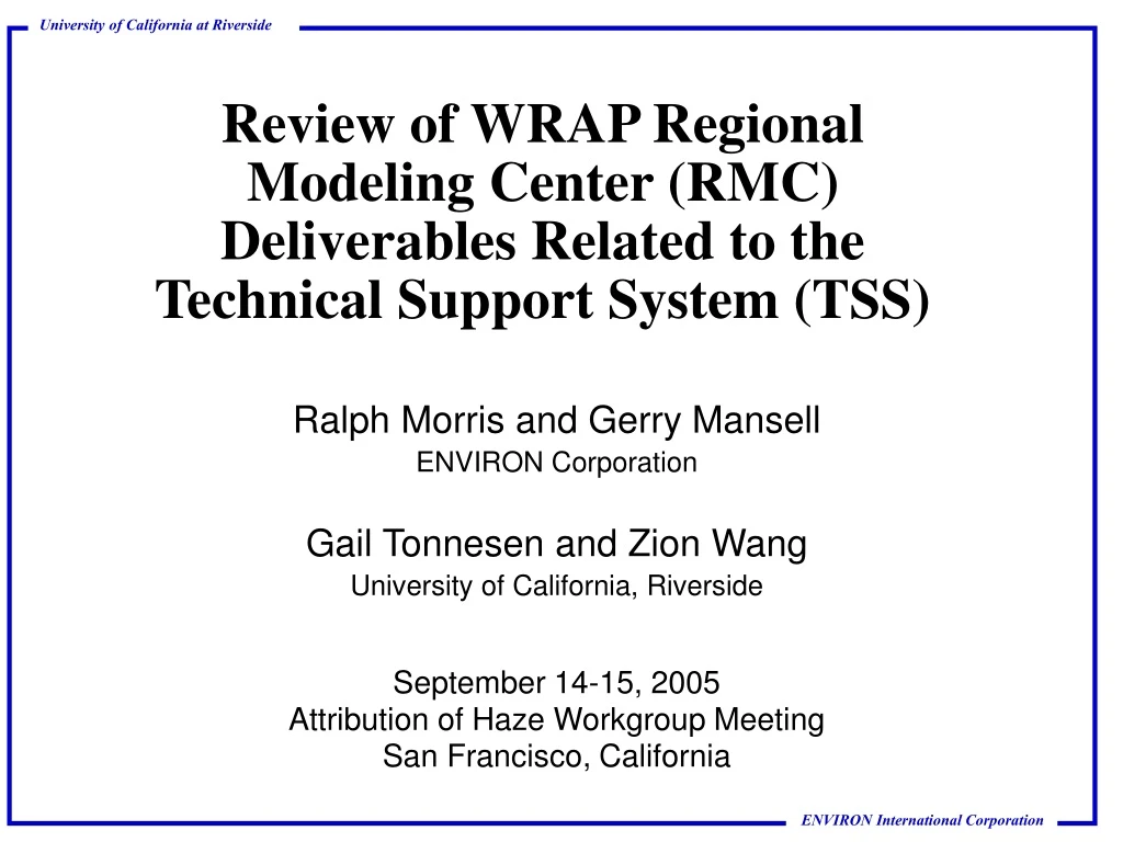 review of wrap regional modeling center