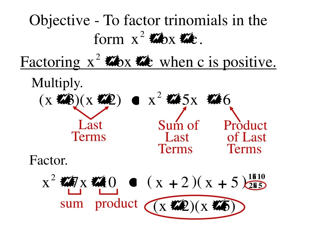 objective to factor trinomials in the form