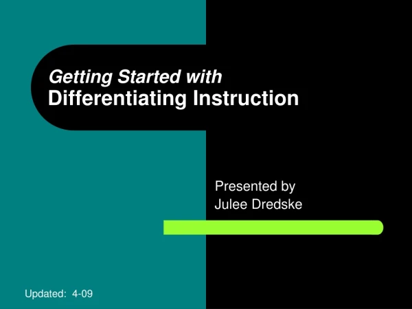 Getting Started with Differentiating Instruction