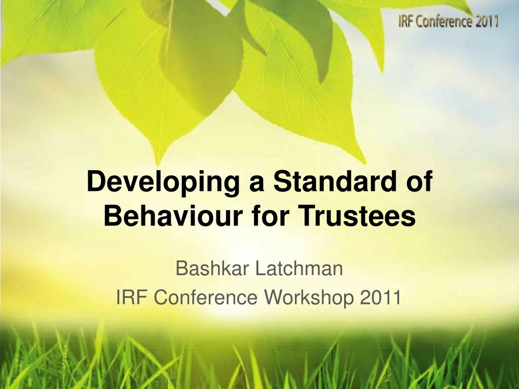 developing a standard of behaviour for trustees