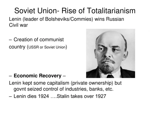 Soviet Union- Rise of Totalitarianism