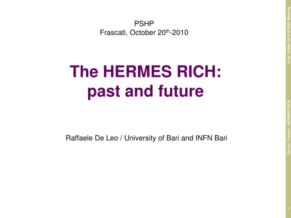 The HERMES RICH: past and future