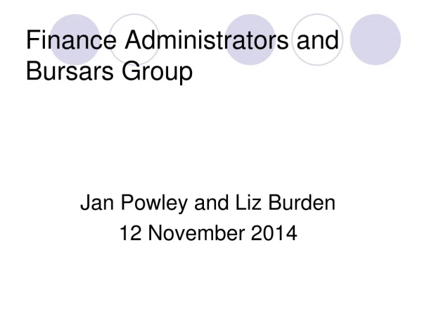 Finance Administrators and Bursars Group