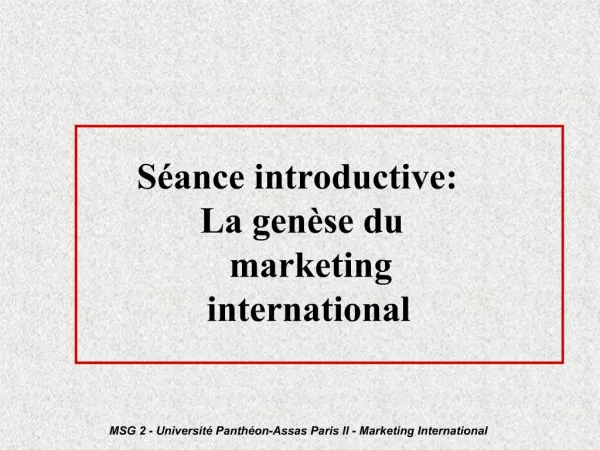 MSG 2 - Universit Panth on-Assas Paris II - Marketing International