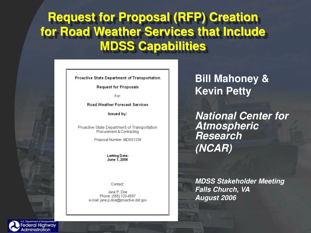 request for proposal rfp creation for road weather services that include mdss capabilities